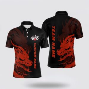 Bowling Polo Shirt, Custom Dragon Bowling Polo…