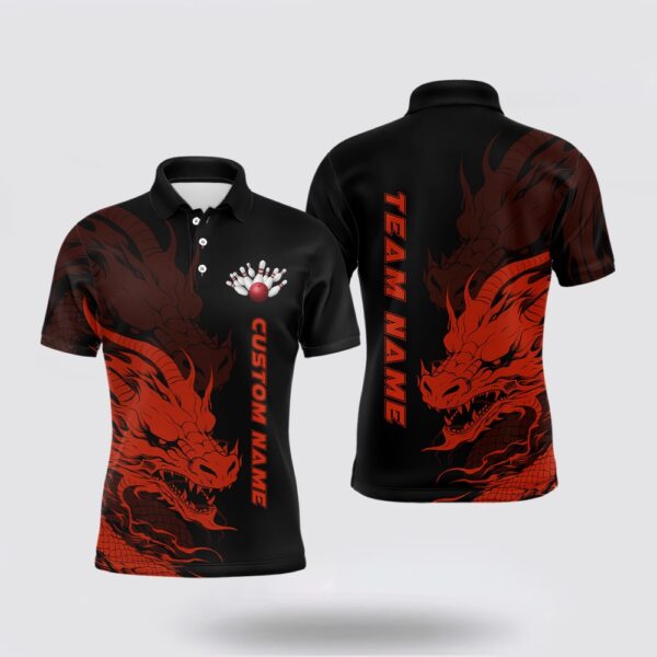 Bowling Polo Shirt, Custom Dragon Bowling Polo Shirts For Men Team Bowling League Jerseys Bowler Outfit