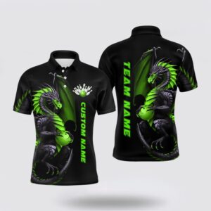 Bowling Polo Shirt, Custom Green Dragon Bowling…