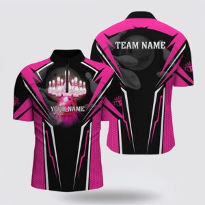 Bowling Polo Shirt, Custom Pink Bowling Polo…