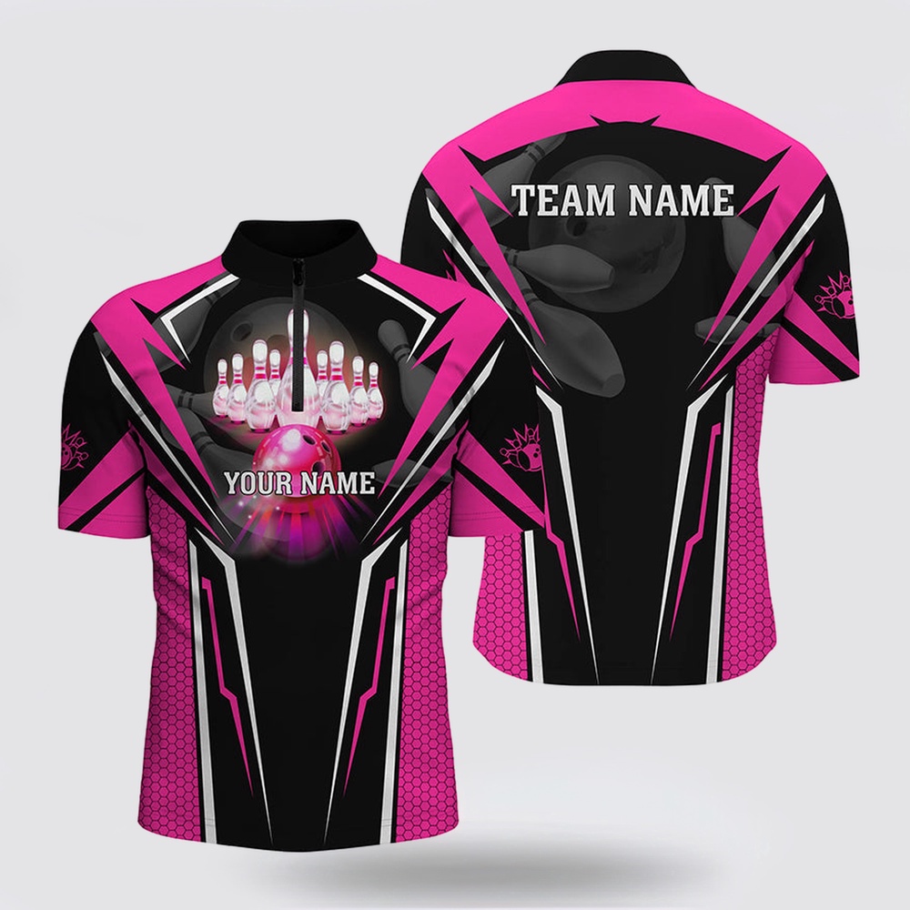 Bowling Polo Shirt, Custom Pink Bowling Polo Shirts For Men, Strike Bowling Team Jerseys Bowlers Outfits Bowling Polo Shirt, Custom Pink Bowling Polo Shirts For Men, Strike Bowling Team Jerseys Bowlers Outfits