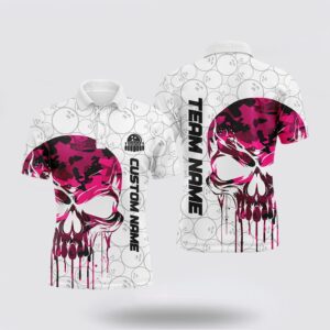 Bowling Polo Shirt, Custom Pink Camo Skull…