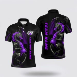 Bowling Polo Shirt, Custom Purple Dragon Bowling…