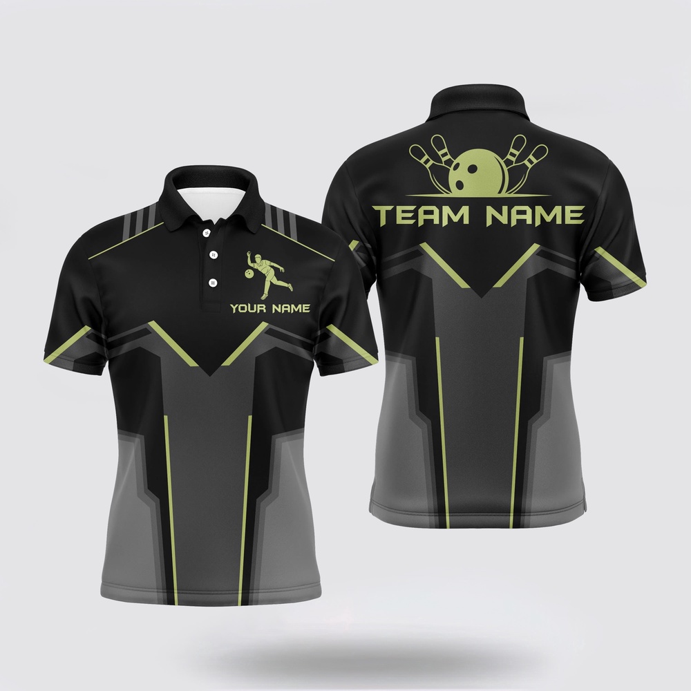 Bowling Polo Shirt, Custom Team Name Bowling Polo Shirt For Men, Bowlers Jersey Short Sleeve