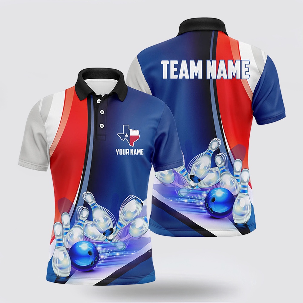 Bowling Polo Shirt, Custom Texas Bowling Team Polo Shirts, Patriotic Mens Bowling Strike Jerseys For Texan Bowling Polo Shirt, Custom Texas Bowling Team Polo Shirts, Patriotic Mens Bowling Strike Jerseys For Texan