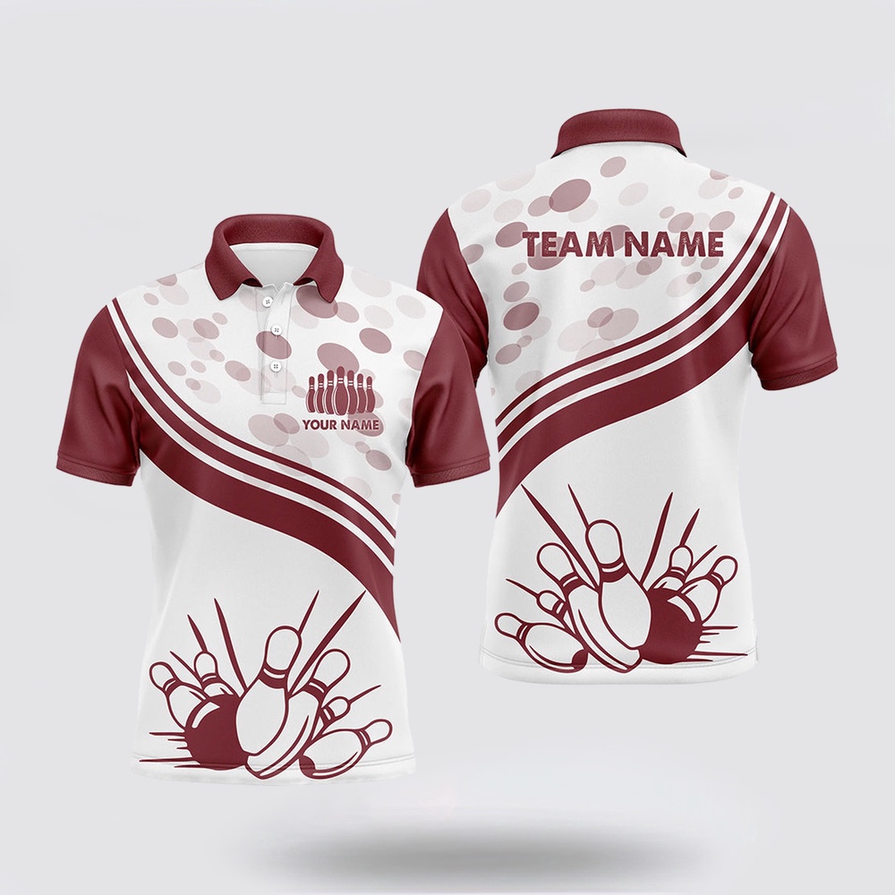 Bowling Polo Shirt, Custom Vintage White Bowling Polo Shirts For Men, Personalized Bowling Team Jerseys Bowling Polo Shirt, Custom Vintage White Bowling Polo Shirts For Men, Personalized Bowling Team Jerseys