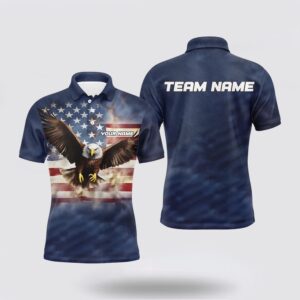 Bowling Polo Shirt, Eagle American Flag Custom…