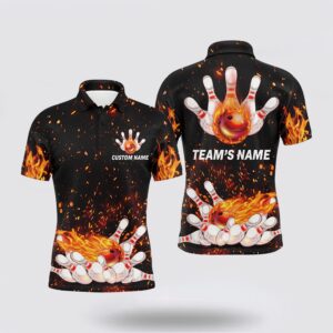 Bowling Polo Shirt, Flame Bowling Men Polo…