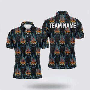 Bowling Polo Shirt, Flame Bowling Polo Shirt,…