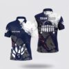 Bowling Polo Shirt, Navy And White Mens Polo Bowling Shirts Custom Retro Bowling Ball Pins Bowling Team League Jerseys