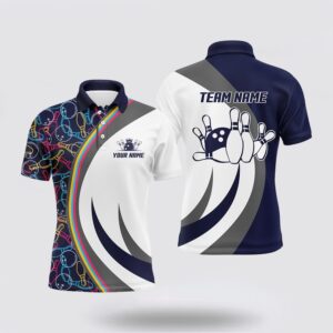 Bowling Polo Shirt, Navy Bowling Polo Shirt…