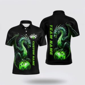 Bowling Polo Shirt, Personalized Green Dragon Bowling…