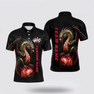 Bowling Polo Shirt, Personalized Red Dragon Bowling…