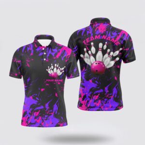 Bowling Polo Shirt, Purple And Pink Camo…