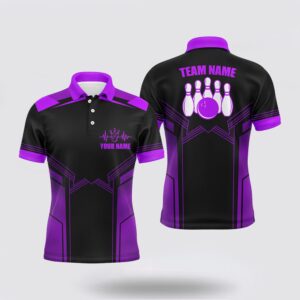 Bowling Polo Shirt, Purple Bowling Polo Shirt…