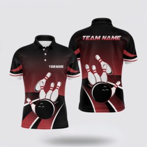 Bowling Polo Shirt, Red And Black Mens…