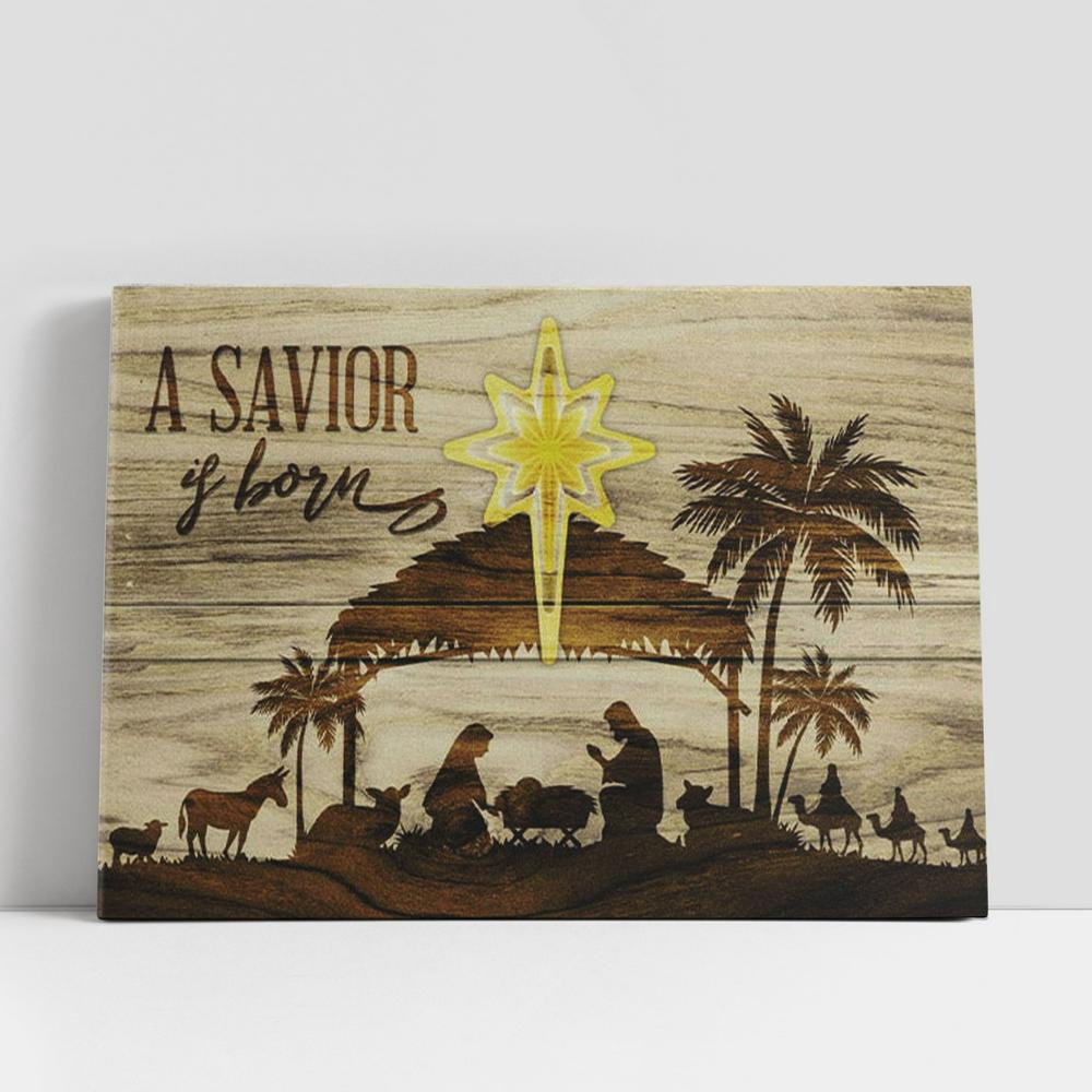 Christian Canvas Wall Art, A Savior Is Born Christmas Canvas Wall Art
