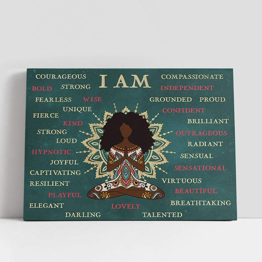 Christian Canvas Wall Art, African American Yoga Canvas Wall Art