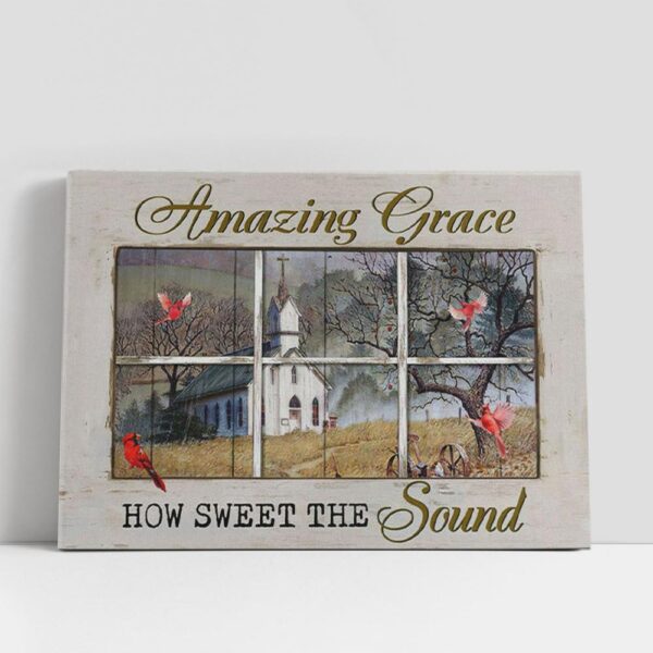 Christian Canvas Wall Art, Amazing Grace How Sweet The Sound Farmhouse Style Canvas Wall Art