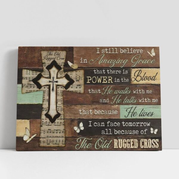 Christian Canvas Wall Art, Amazing Grace, Music Sheet, Wall Planks, The Old Rugged Cross Canvas Poster