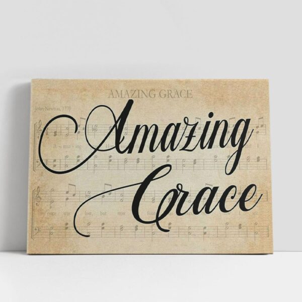 Christian Canvas Wall Art, Amazing Grace Wall Art, Sheet Music Amazing Grace Farmhouse Canvas Print