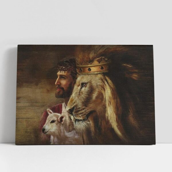 Christian Canvas Wall Art, Amazing Jesus Painting Lion Lamb Canvas Poster