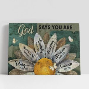 Christian Canvas Wall Art Amazing Sunflower Blue Background God Says You Are Canvas Poster 1 graj7h.jpg