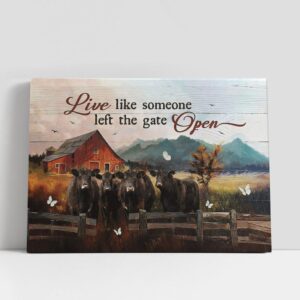 Christian Canvas Wall Art, Angus Cow White…