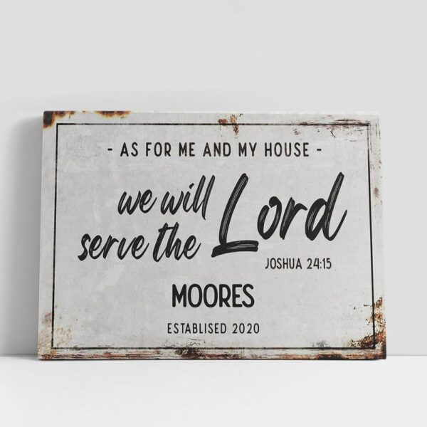 Christian Canvas Wall Art, As For Me And My House Personalized Family Name Canvas Print, Inspirational Canvas Art, Scripture Wall Art