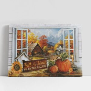 Christian Canvas Wall Art, Autumn Pumpkin Farmhouse…