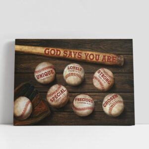 Christian Canvas Wall Art, Baseball God Says…