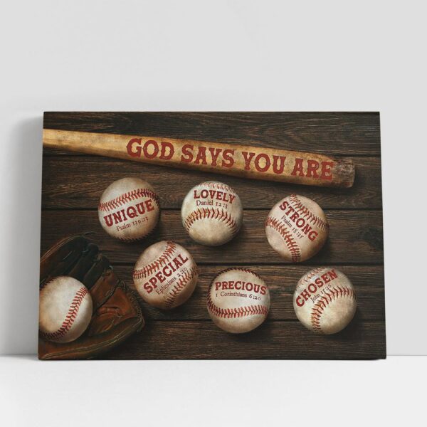 Christian Canvas Wall Art, Baseball God Says You Are Canvas Wall Art, Bible Verse Canvas