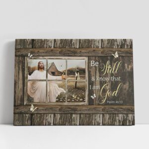 Christian Canvas Wall Art Be Still And Know That I Am God Canvas Jesus Wooden Cross White Butterfly Large Canvas Christian Gifts Wall Art 1 tkyrcd.jpg