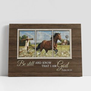 Christian Canvas Wall Art Be Still And Know That I Am God Horse White Flower Field Wall Art Canvas Gifts For Horse Lovers 1 o9bgyj.jpg