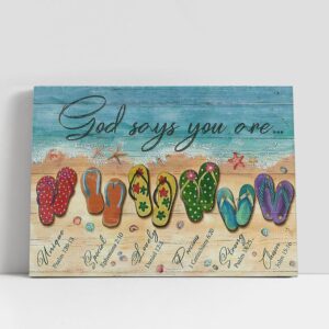 Christian Canvas Wall Art, Beach Sandals God…