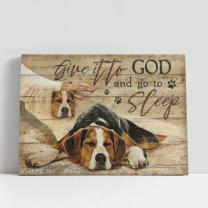 Christian Canvas Wall Art, Beagle Jesus Hand…