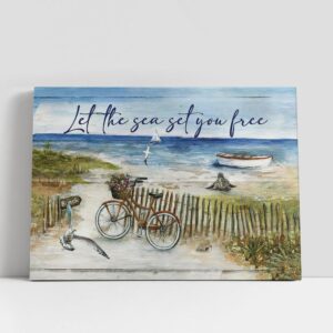 Christian Canvas Wall Art, Bicycle Seagull Let…
