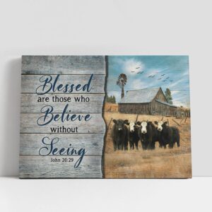 Christian Canvas Wall Art, Black Cow Blessed…