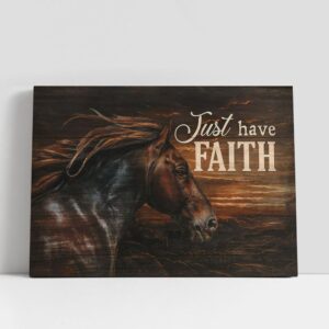Christian Canvas Wall Art, Black Horse Just…