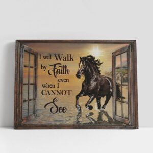 Christian Canvas Wall Art, Black Horse, Pretty…