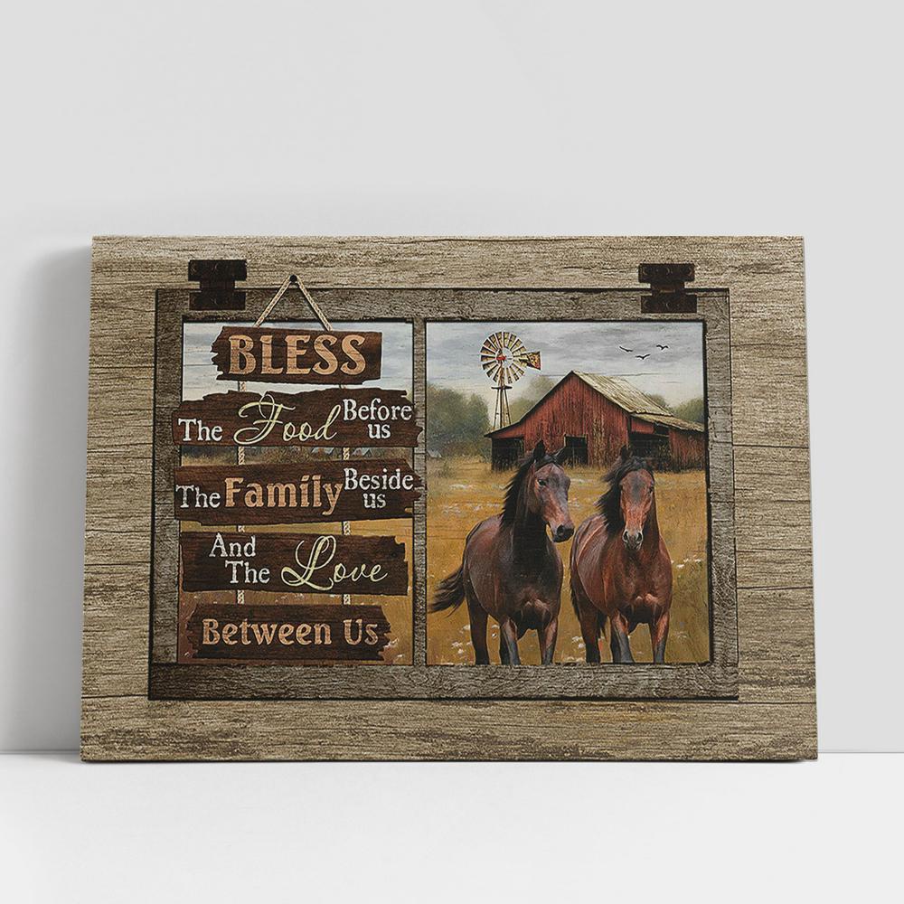 Christian Canvas Wall Art, Bless The Food Before Us Horses Meadow Land Windmill Wall Art Canvas, Gifts For Horse Lovers Christian Canvas Wall Art, Bless The Food Before Us Horses Meadow Land Windmill Wall Art Canvas, Gifts For Horse Lovers