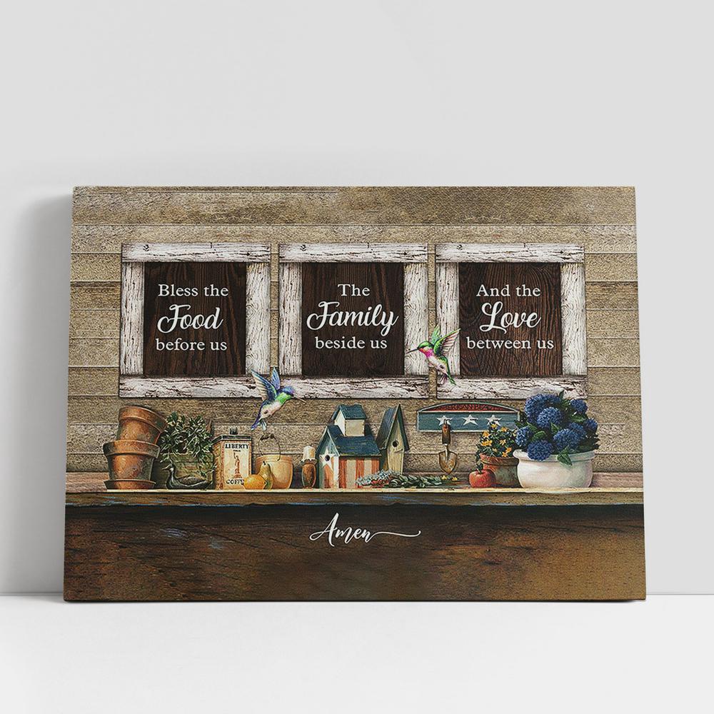 Christian Canvas Wall Art, Bless The Food Before Us Kitchen Hummingbird Canvas Prints, Religious Canvas Art Christian Canvas Wall Art, Bless The Food Before Us Kitchen Hummingbird Canvas Prints, Religious Canvas Art