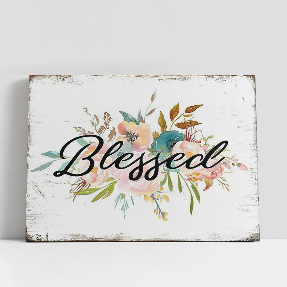 Christian Canvas Wall Art, Blessed Canvas Wall Decor, Christian Gifts Wall Art for Church, Living Room, Bedroom, Kitchen