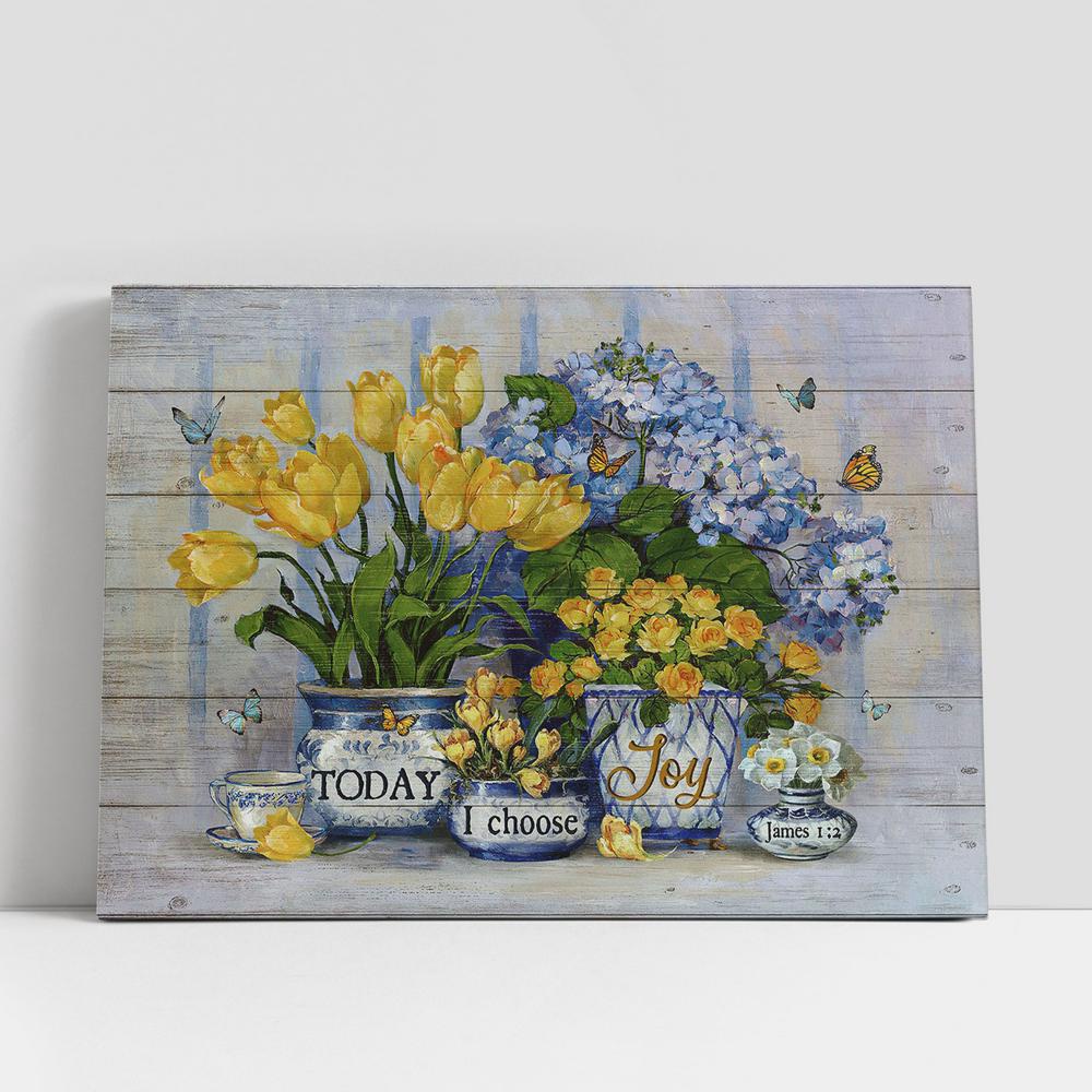 Christian Canvas Wall Art, Blue Hydrangea Today I Choose Joy Wall Art Canvas, Christian Gifts Wall Art Christian Canvas Wall Art, Blue Hydrangea Today I Choose Joy Wall Art Canvas, Christian Gifts Wall Art
