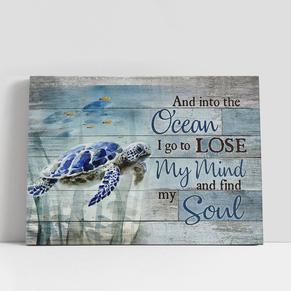Christian Canvas Wall Art, Blue sea turtle And into the ocean Canvas Wall Art