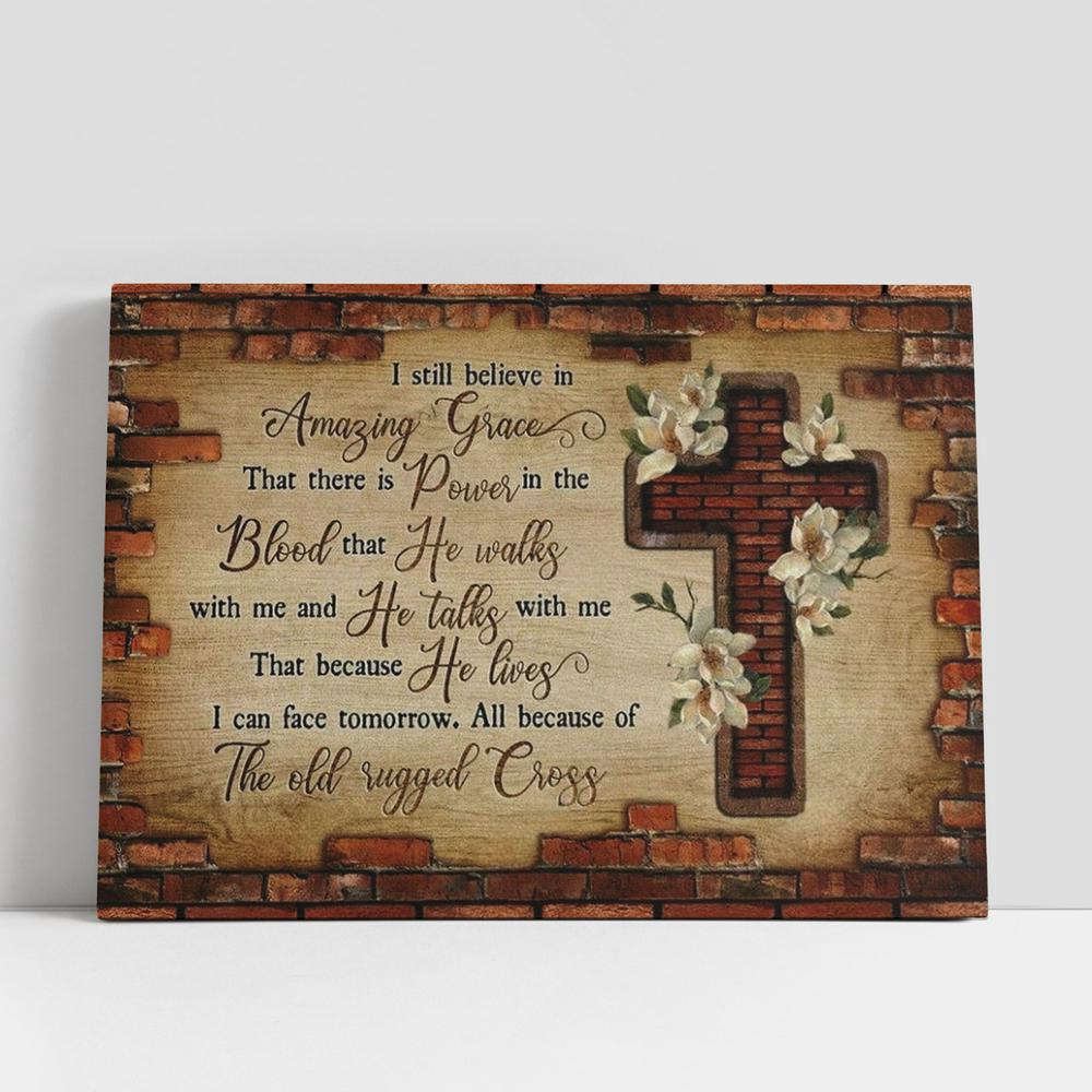 Christian Canvas Wall Art, Brick Wall, Jesus Cross, The Old Rugged Cross Canvas Poster Christian Canvas Wall Art, Brick Wall, Jesus Cross, The Old Rugged Cross Canvas Poster