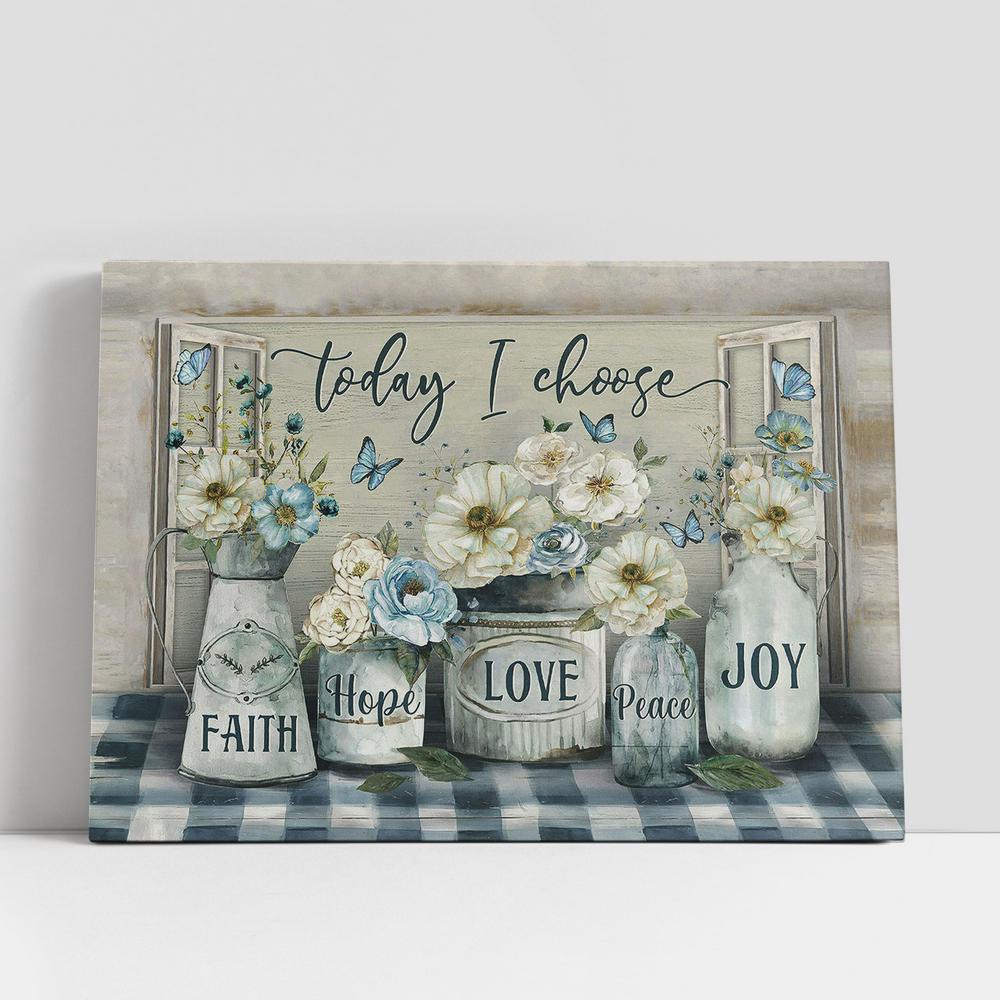 Christian Canvas Wall Art, Camellia Blue Butterfly Today I Choose Joy Canvas Wall Art Christian Canvas Wall Art, Camellia Blue Butterfly Today I Choose Joy Canvas Wall Art