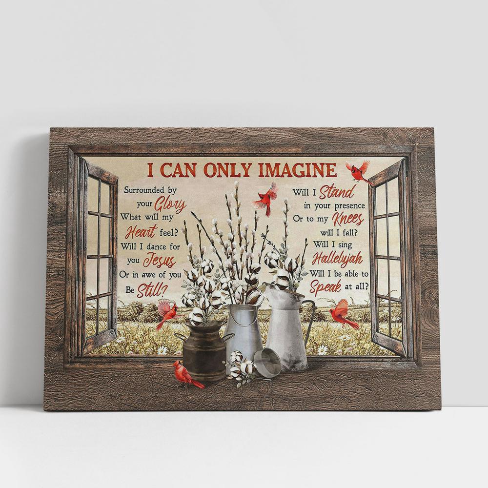 Christian Canvas Wall Art, Cardinal Cotton Flower I Can Only Imagine Canvas Wall Art Christian Canvas Wall Art, Cardinal Cotton Flower I Can Only Imagine Canvas Wall Art