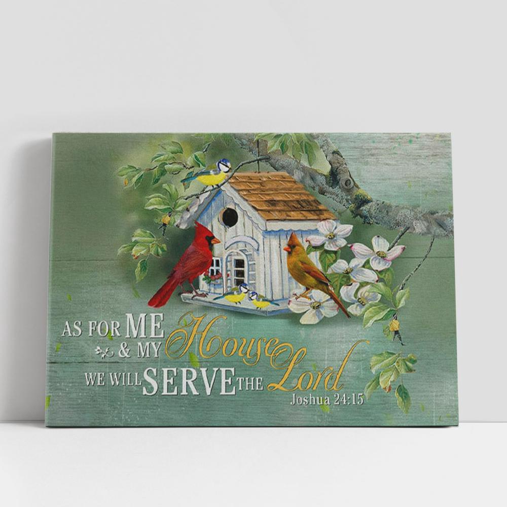 Christian Canvas Wall Art, Cardinal Couple, Joshua 2415 We Will Serve The Lord Canvas Wall Art Christian Canvas Wall Art, Cardinal Couple, Joshua 2415 We Will Serve The Lord Canvas Wall Art