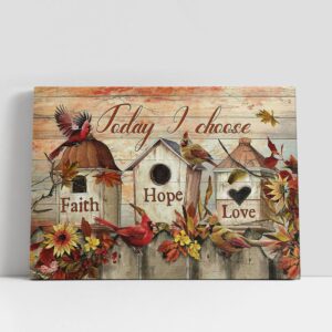 Christian Canvas Wall Art, Cardinal Flower Bird…